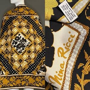 Bold Nina Ricci Silk Scarf 34 In Sq Excellent Condition